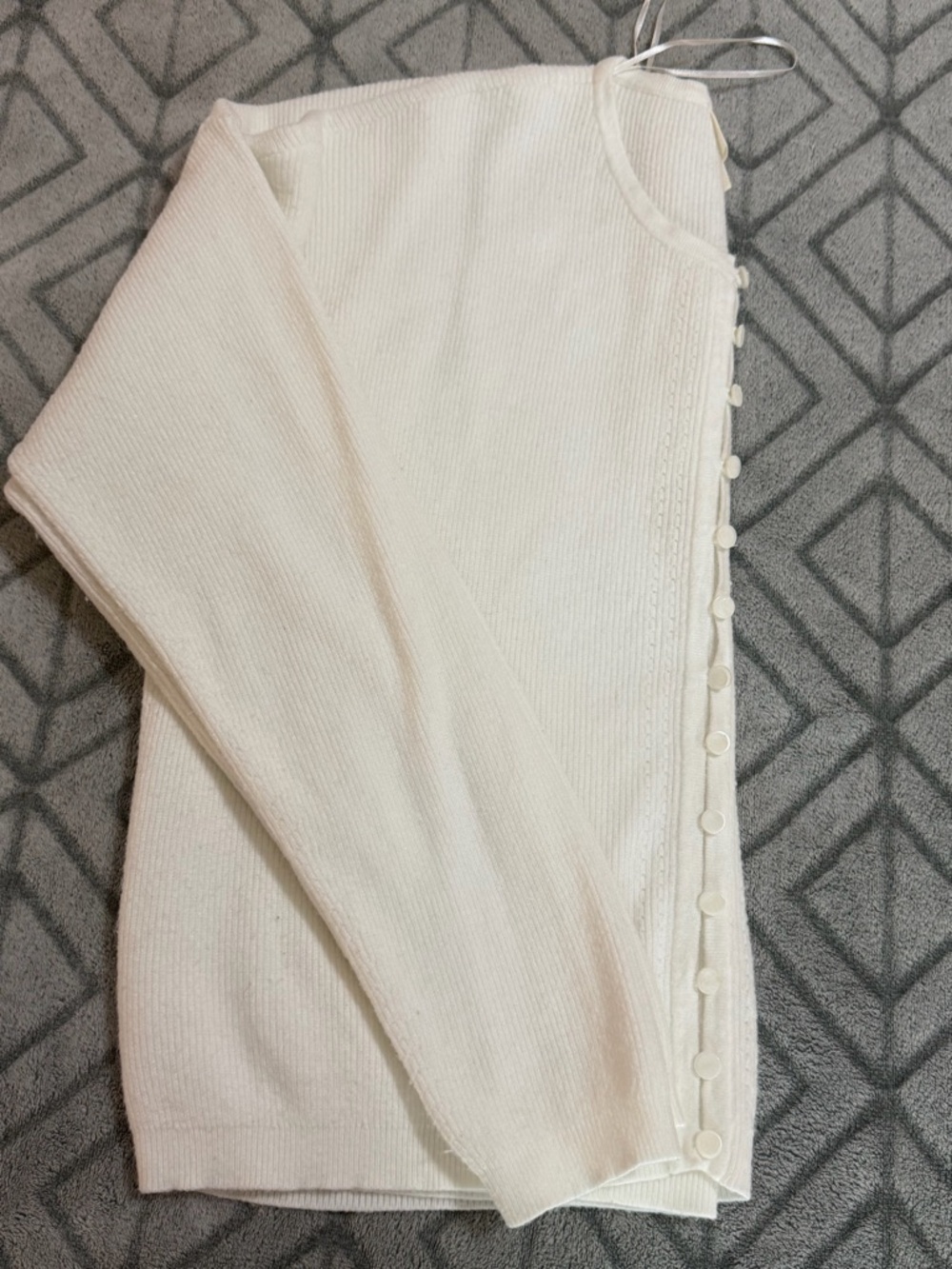 Cyrus Ivory Button-Trim Knit Cardigan